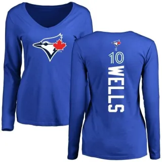 Women's Toronto Blue Jays Vernon Wells Royal Backer Slim Fit Long Sleeve T-Shirt