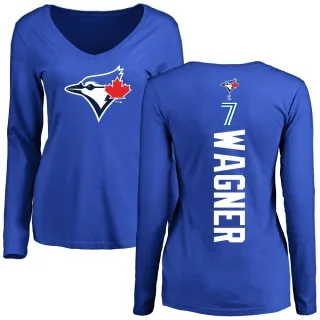 Women's Toronto Blue Jays Will Wagner Royal Backer Slim Fit Long Sleeve T-Shirt