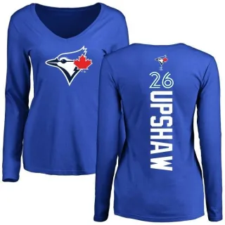 Women's Toronto Blue Jays Willie Upshaw Royal Backer Slim Fit Long Sleeve T-Shirt