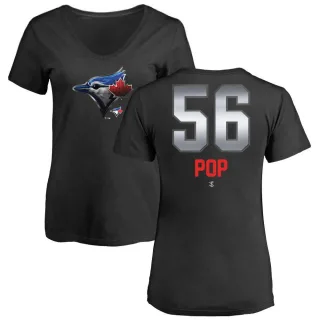 Women's Toronto Blue Jays Zach Pop Black Midnight Mascot V-Neck T-Shirt