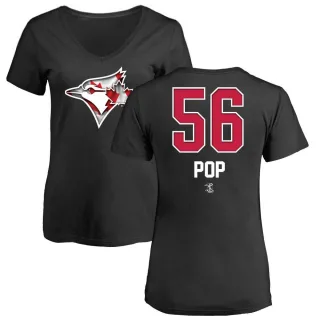 Women's Toronto Blue Jays Zach Pop Black Name and Number Banner Wave V-Neck T-Shirt